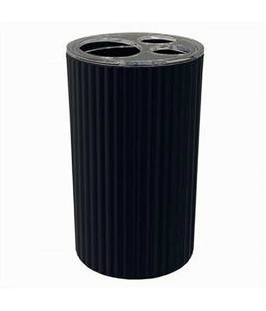 Porta Spazzolini Bicchiere Per Arredo Bagno Grigio Scuro Rigato A 3 Fori 79170         