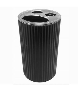 Porta Spazzolini Bicchiere Per Arredo Bagno Grigio Scuro Rigato A 3 Fori 79170         