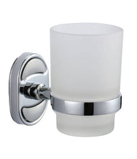 Porta Spazzolini Dentifricio Bicchiere Vetro Satinato Parete Bagno Ovale 52007         