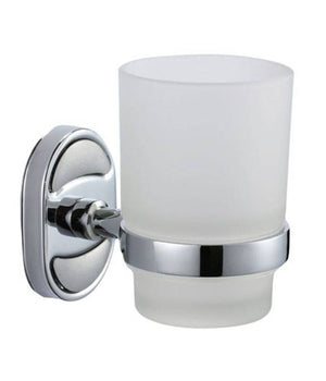 Porta Spazzolini Dentifricio Bicchiere Vetro Satinato Parete Bagno Ovale 52007         