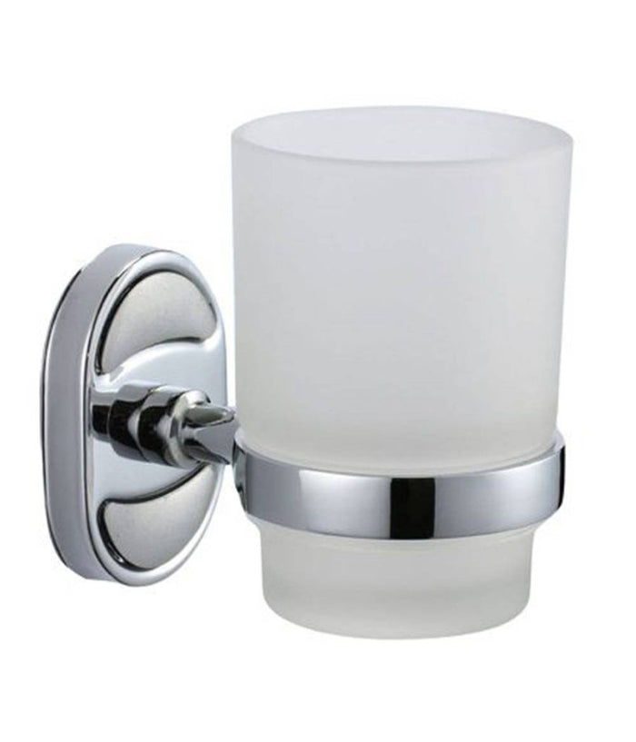 Porta Spazzolini Dentifricio Bicchiere Vetro Satinato Parete Bagno Ovale 52007         