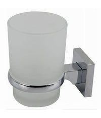 Porta Spazzolini Dentifricio Bicchiere Vetro Satinato Parete Bagno Square 59186         
