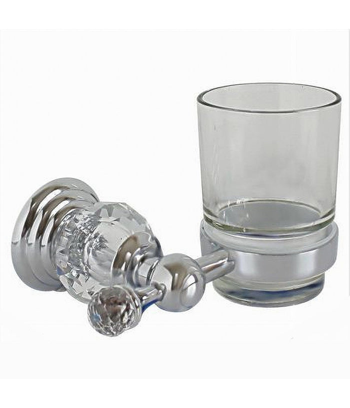 Porta Spazzolini Dentifricio Con Bicchiere In Vetro A Parete Bagno Crystal 52822         