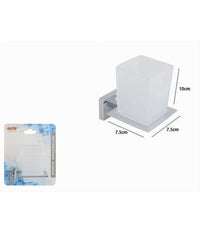Porta Spazzolini Dentifricio Con Bicchiere Vetro Parete Arredo Bagno Cubo 87213         