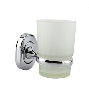 Porta Spazzolini Dentifricio Con Bicchiere Vetro Satinato A Parete Bagno 69182         