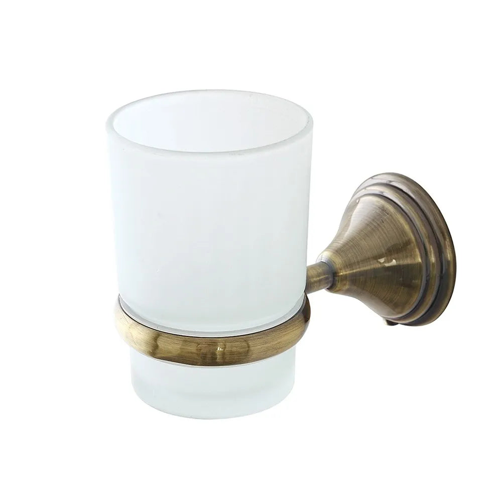 Porta spazzolino da denti a muro in vetro satinato finitura bronzo kit per fissaggio incluso Iris