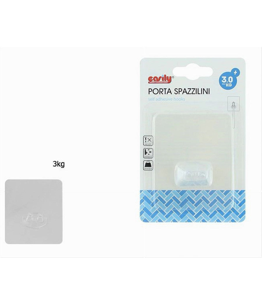 Porta Spazzolino Da Denti Gancio Autoadesivo Trasparente Da Parete Bagno 87751         