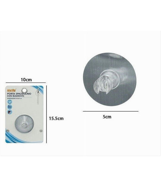 Porta Spazzolino Da Denti Montaggio A Parete Gancio Con Biadesivo Bagno 79832         