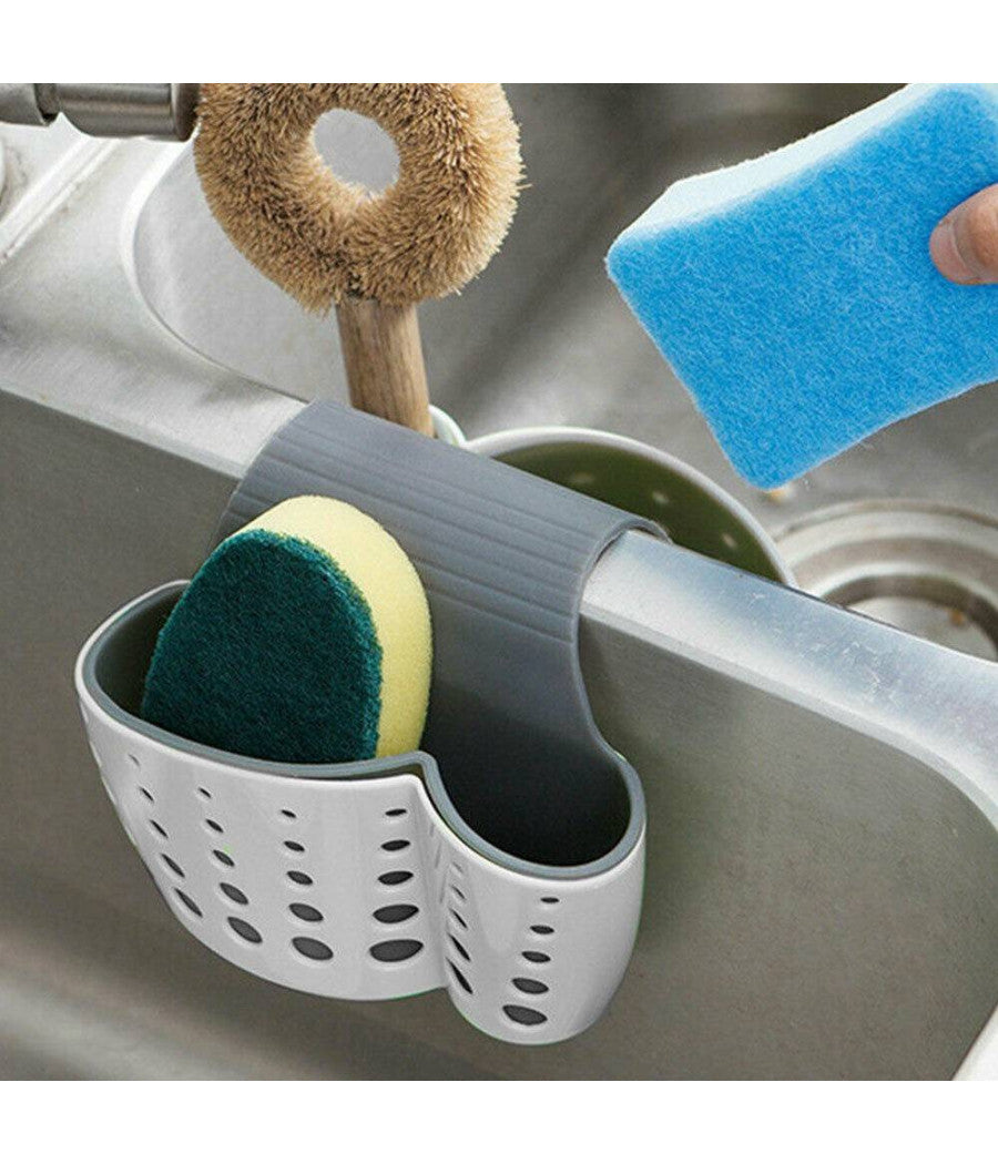 Porta Spugne Organizzatore Portaoggetti Lavello Cucina Salvaspazio 2 Scomparti         