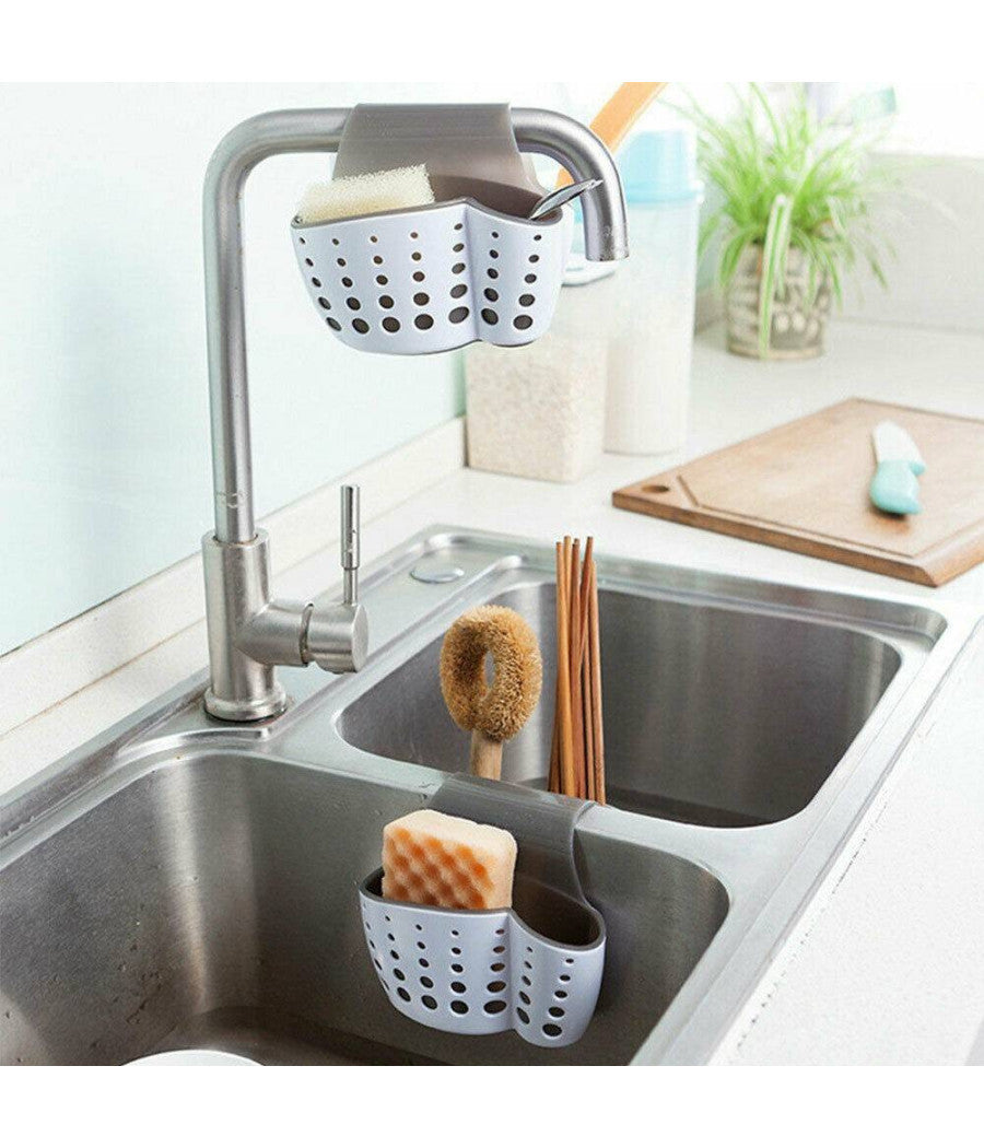 Porta Spugne Organizzatore Portaoggetti Lavello Cucina Salvaspazio 2 Scomparti         