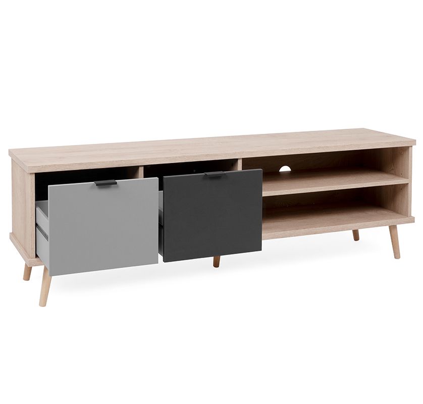 Porta tv Rosvik con 2 cassetti Grigio Seta e Antracite, ZFREK55