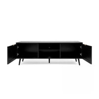 Mobile porta Tv 2 ante e vano a giorno con frontali effetto vimini Vienna56A colore nero