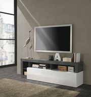 Porta Tv moderno bianco laccato lucido e ossido, ZLCHNPTO