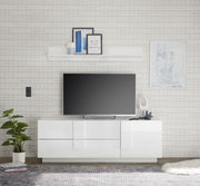 Mobile tv Bianco laccato lucido 2 cassetti, un'anta, ZLCJPTBPTV