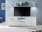 Porta TV cerchio 2 ante 1 cassetto, finitura bianco lucido, design moderno ZLCSHPRD6