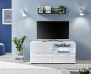 Porta TV onda 1 anta 1 cassetto, finitura bianco lucido, design moderno ZLCSHPPB