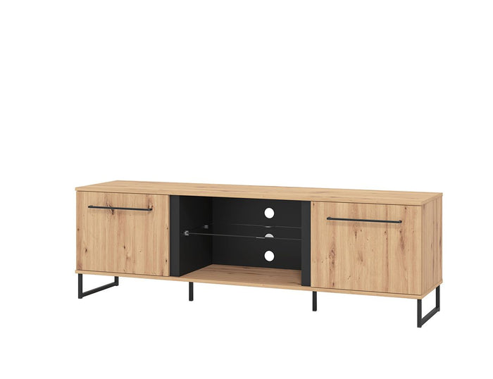 Mobile tv stile industry a 2 ante, finitura Rovere e Nero, ZFM92280011