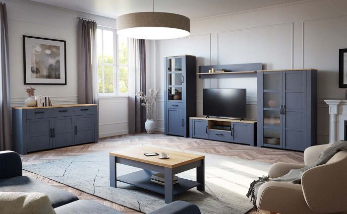 Mobile tv Rovere navy e Rovere riviera, 2 ante 1 cassetto ZFTBHLT131-M348