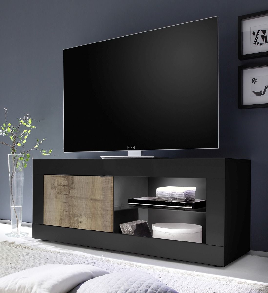 Mobile porta tv design moderno, porta tv Beta Nero e Pero  ZLCBSC-PTNP