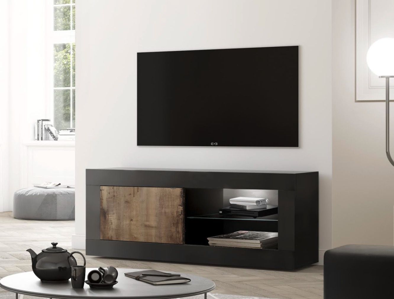 Mobile porta tv design moderno, porta tv Beta Nero e Pero  ZLCBSC-PTNP