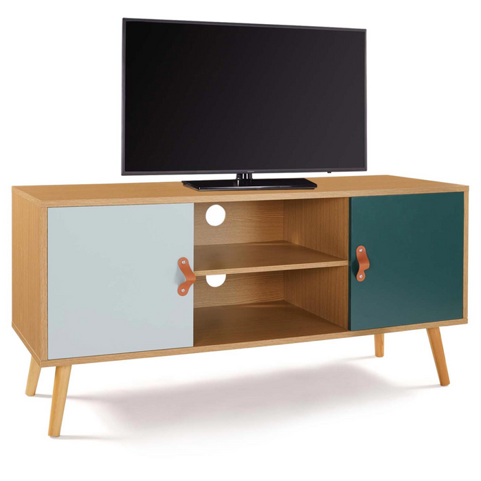 IDMarket - Porta TV scandinavo ALIZE in legno e verde