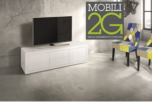 Porta tv rovere laccato bianco 170x45