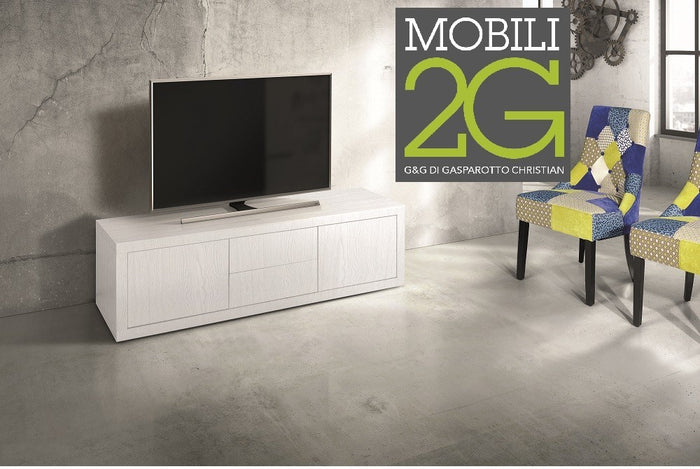Porta tv rovere laccato bianco 170x45