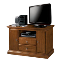 Porta televisore in legno 2 cassetti 2 porte con vano a giorno arte povera tinta noce l.110 x p.45 h.68 (5001) - Mobili 2G