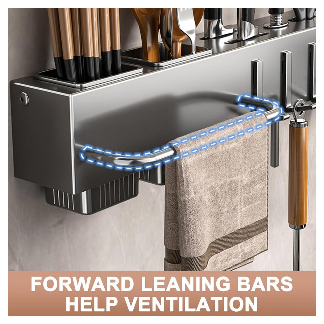 Trade Shop - Porta Utensili Con 6 Ganci Adesivo Appendi Mestoli Porta Coltelli Gadget Da Cucina -