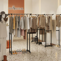 Appendiabiti regolabile in altezza con ruote per camera da letto, Porta abiti con doppio asta estendibili ruote girevoli-Appendiabiti