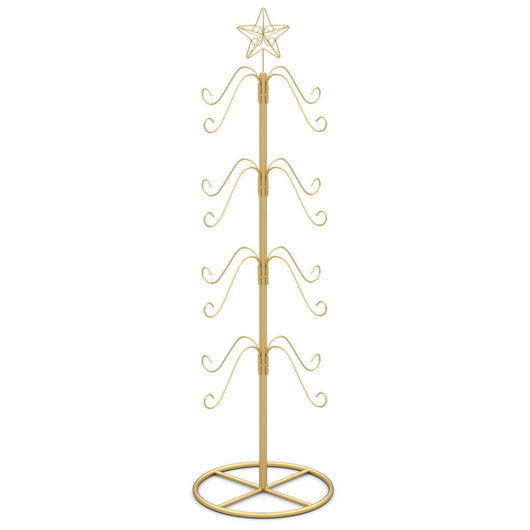 Albero espositivo con 16 ganci appendi oggetti e stella in punta per feste, Porta calze di natale per decorazioni Oro-Decorazioni natalizie