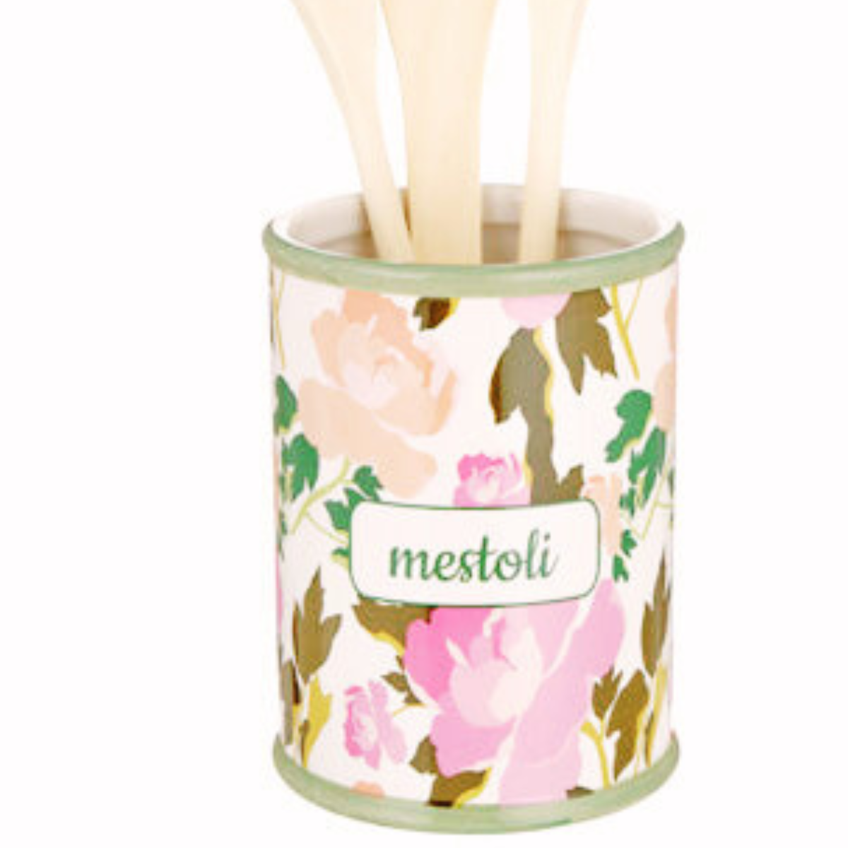 Porta mestoli in ceramica con 3 mestolo in legno set utensili da cucina attrezzi barattolo porcellana idee regalo