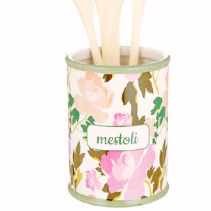 Porta mestoli in ceramica con 3 mestolo in legno set utensili da cucina attrezzi barattolo porcellana idee regalo