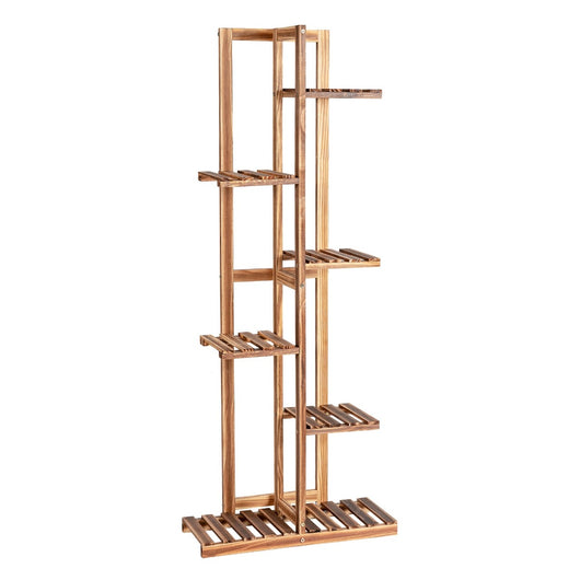 Porta piante di legno con 6 livelli per salone e balcone-Scaffale angolare multiuso per fiori per 7 vasi