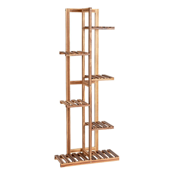 Porta piante di legno con 6 livelli per salone e balcone-Scaffale angolare multiuso per fiori per 7 vasi