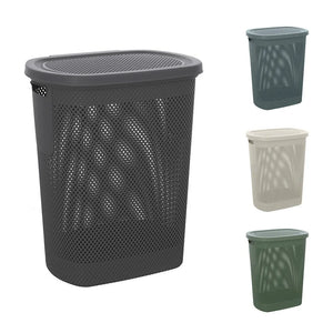 Portabiancheria con coperchio in plastica grigia scuro 58lt Kamala