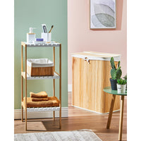 Portabiancheria Pieghevole In Bamboo Naturale 2 Scomparti 52x32x63 Cm