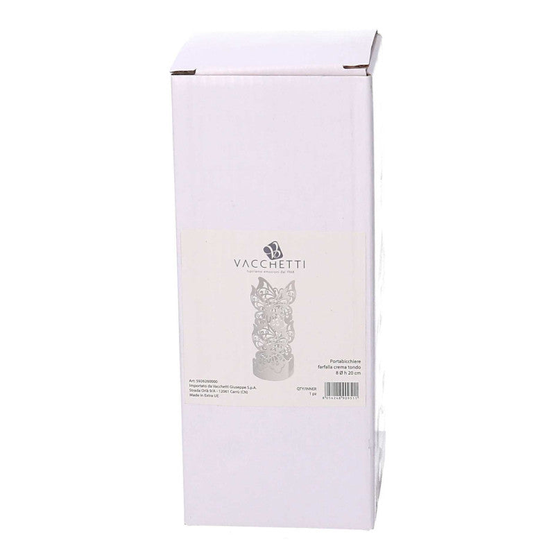 Portabicchiere metallo farfalla crema tondo cm ø8h13.5