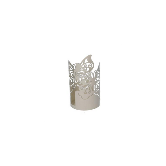 Portabicchiere metallo farfalla crema tondo cm ø8h13.5