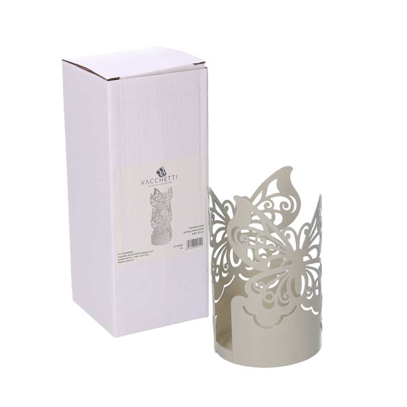 Portabicchiere metallo farfalla crema tondo cm ø8h13.5