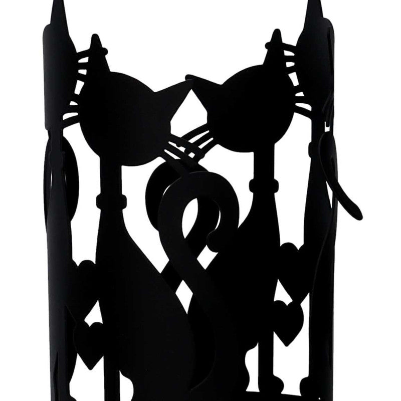 Portabicchiere metallo gatti nero tondocm ø8h13.5