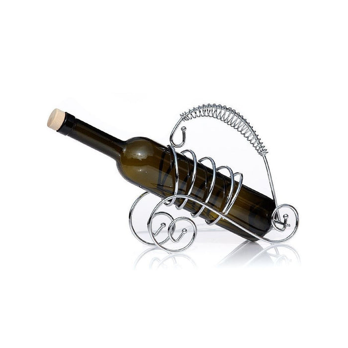 Trade Shop - Portabottiglia Porta Bottiglia Vino In Metallo Cromato Supporto Design -