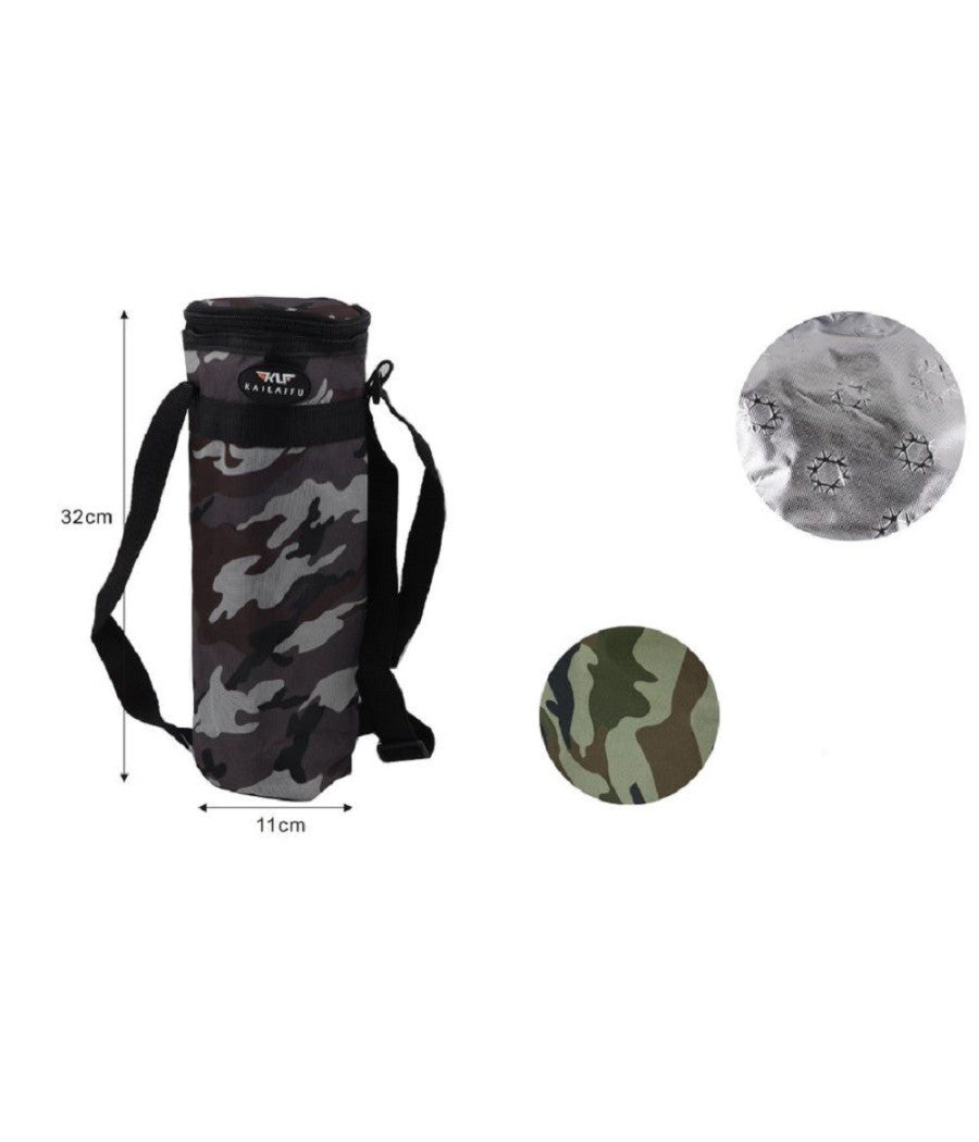 Portabottiglia Termico Militare Borsa 1,5lt Caldo Freddo 11x32cm Escursioni 12816         
