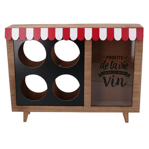 Portabottiglie legno 4 posti con portatappi bistrot rettangolare cm 38x25h8