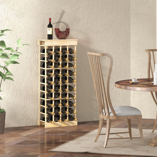 Portabottiglie in legno da 40 bottiglie-Scaffale per bottiglie di vino con traverse per il rinforzo 47x28x113cm