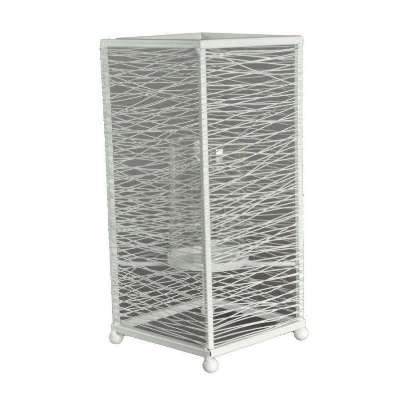 Portacandele metallo bianco grande cm 14x14h31