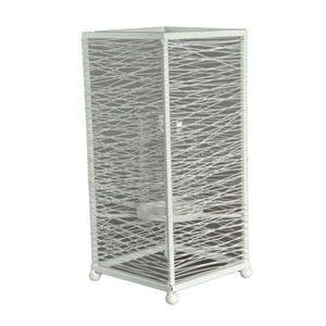 Portacandele metallo bianco grande cm 14x14h31