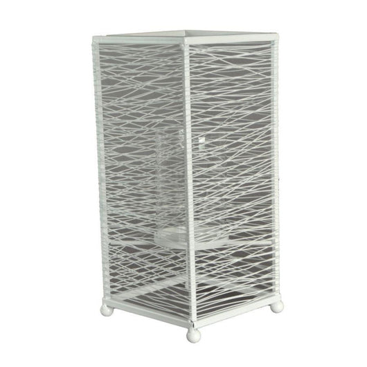 Portacandele metallo bianco grande cm 14x14h31