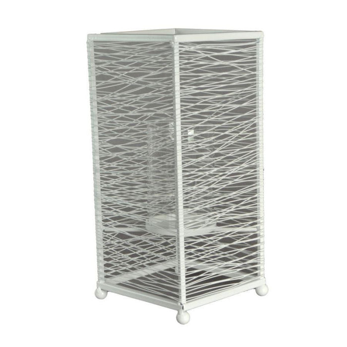 Portacandele metallo bianco grande cm 14x14h31