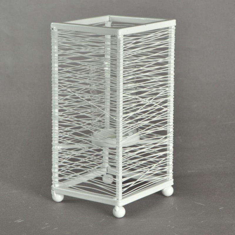 Portacandele metallo bianco piccolo cm 11x11h23